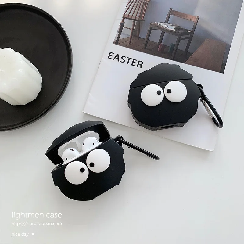 

Funny 3D Design Cartoon Silicone For AirPods Cover Case for Apple Airpods Coal-Big Eyes