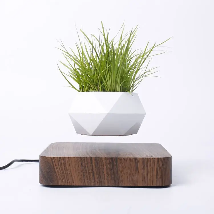 

Levitating Air Bonsai Pot Rotation Flower Pot Planters Magnetic Levitation Suspension Floating Pot for home office decoration, White and dark