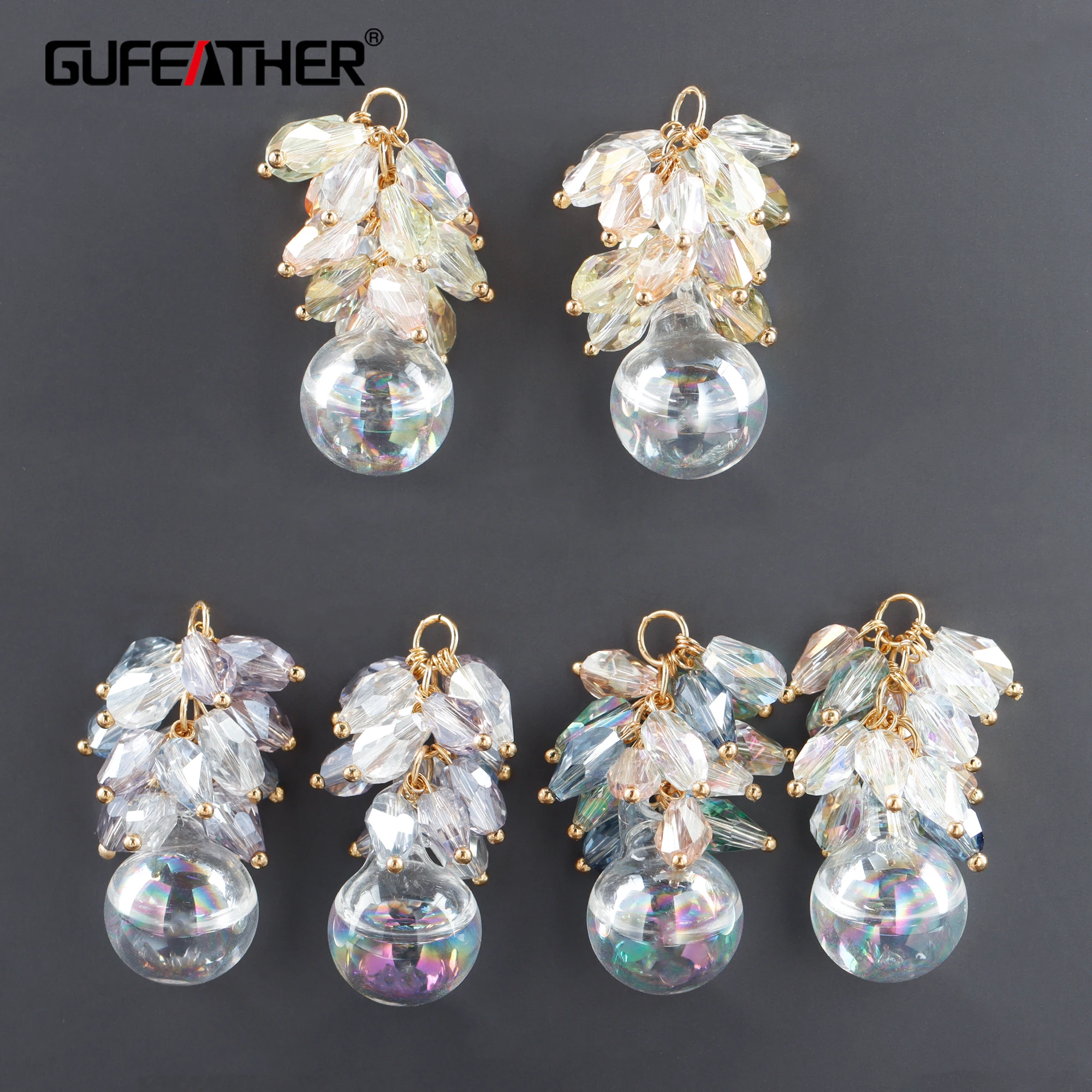 

M1084 jewelry accessorieshand made glass beadscrystal18k gold platedcharmsdiy earringspendants6pcs/lot