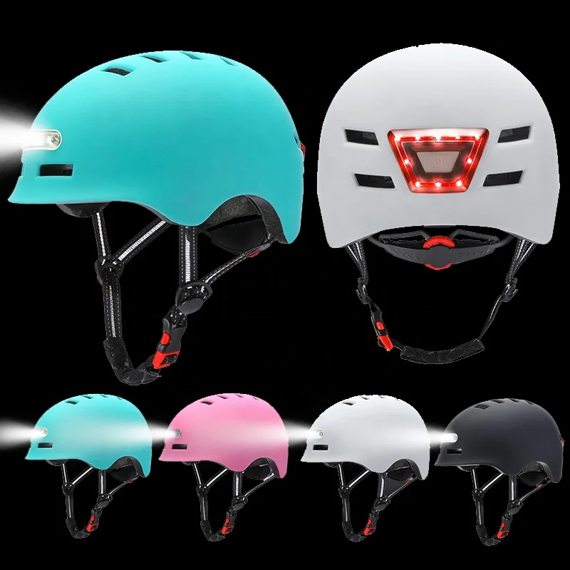 

Bicycle Bike Cycling Helmets Women Men Skateboard Sports Safe Helmet Front Rear Light Lamp LED light electric scooter helmets, Black,white,blue,pink