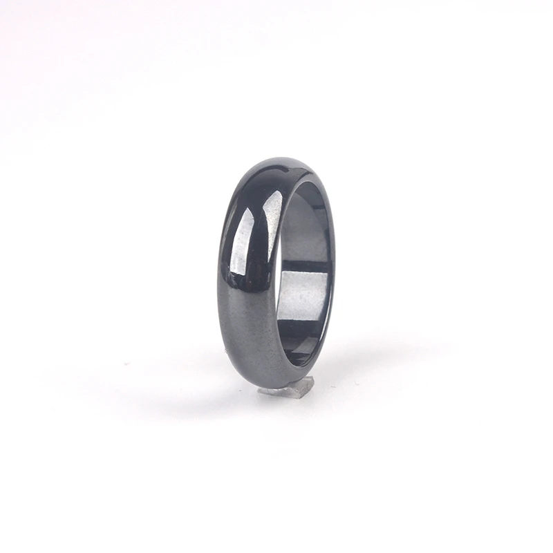

New Arrivals INS Jewelry Black 6mm Magnetic Smooth Hematite Ring For Men, Picture