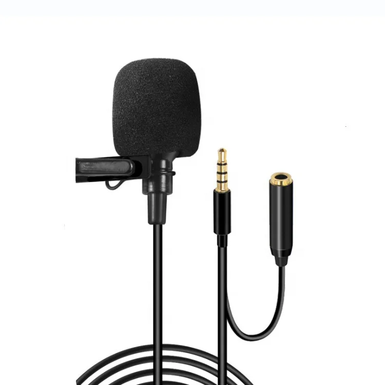 

59' 1.5M Professional Grade Easy Clip On 3.5mm Jack Plug Dual Interview Lavalier Lapel Microphone for iPhone, Black