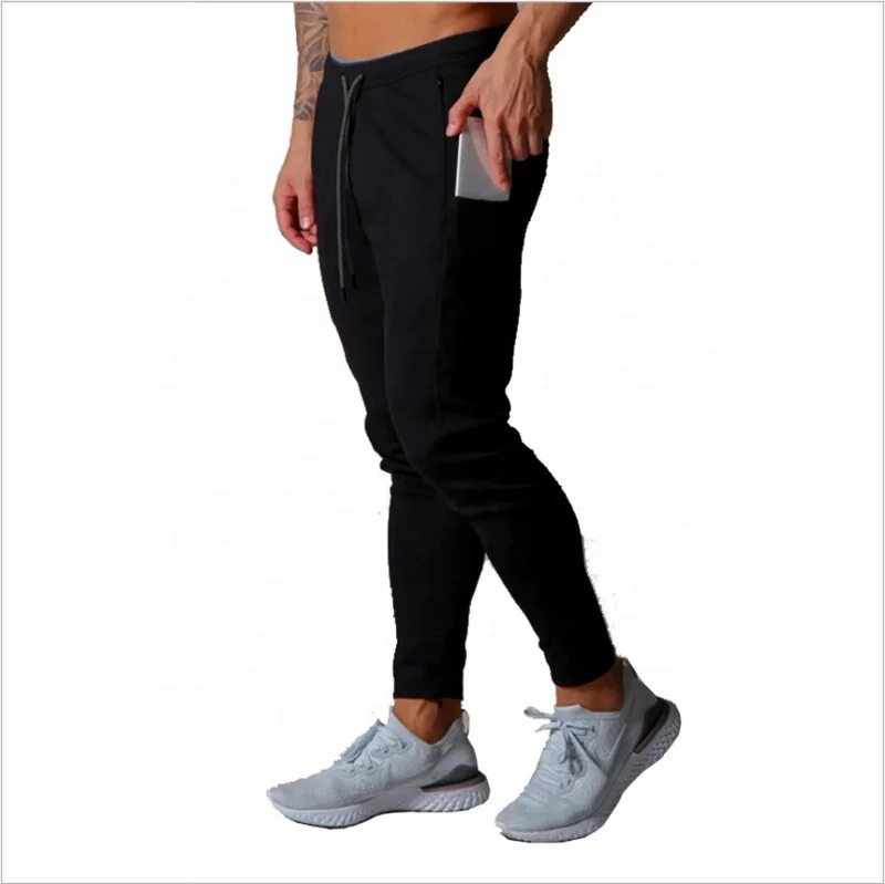 

Mens Fashion Loose Logo Custom Fitted Pants Gyms Sweatpants Men Casual Pants Joggers with Phone Pocket, Black ,gray , blue