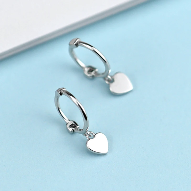 

Real 925 Sterling Silver Minimalist Heart Charm Earring For Women Classic Fine Clip-on Earrings Jewelry Accessories Party Gift