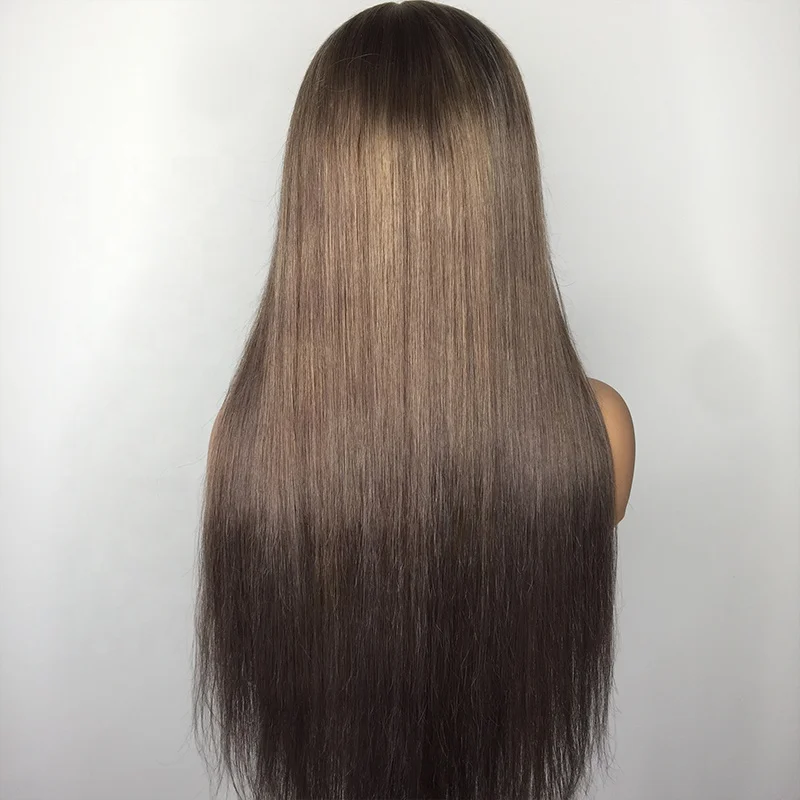 

Natural Brown Glue Adhesive Human Wigs Cambodian Hair Full Lace Wig