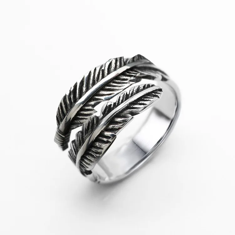 

Retro High quality Stainless steel Silver Jewelry Thai Silver Not Allergic Personality Feathers Arrow Opening Rings, Gold, silver