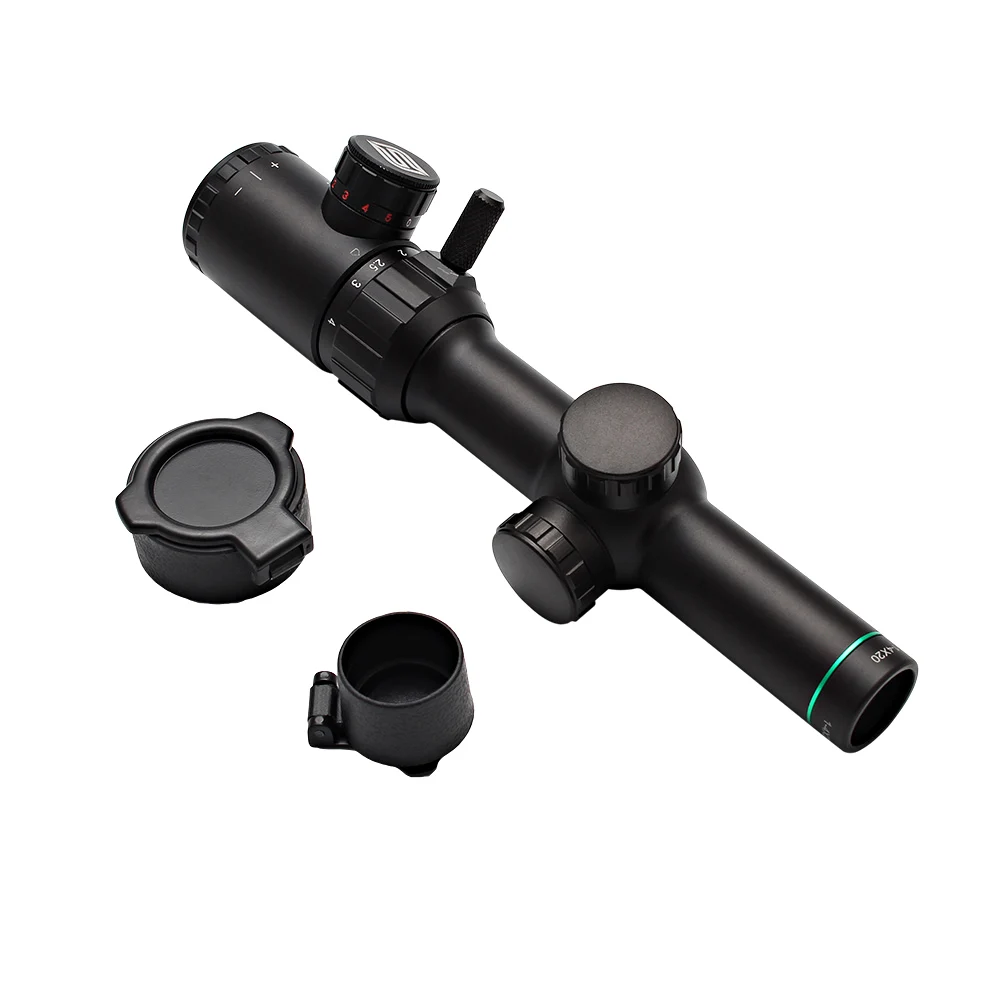 

Hunting Air Rifle scope Green Red Illuminated 1-4x20 Range Finder Reticle Rifle scope Sight with Rail Mount, Black