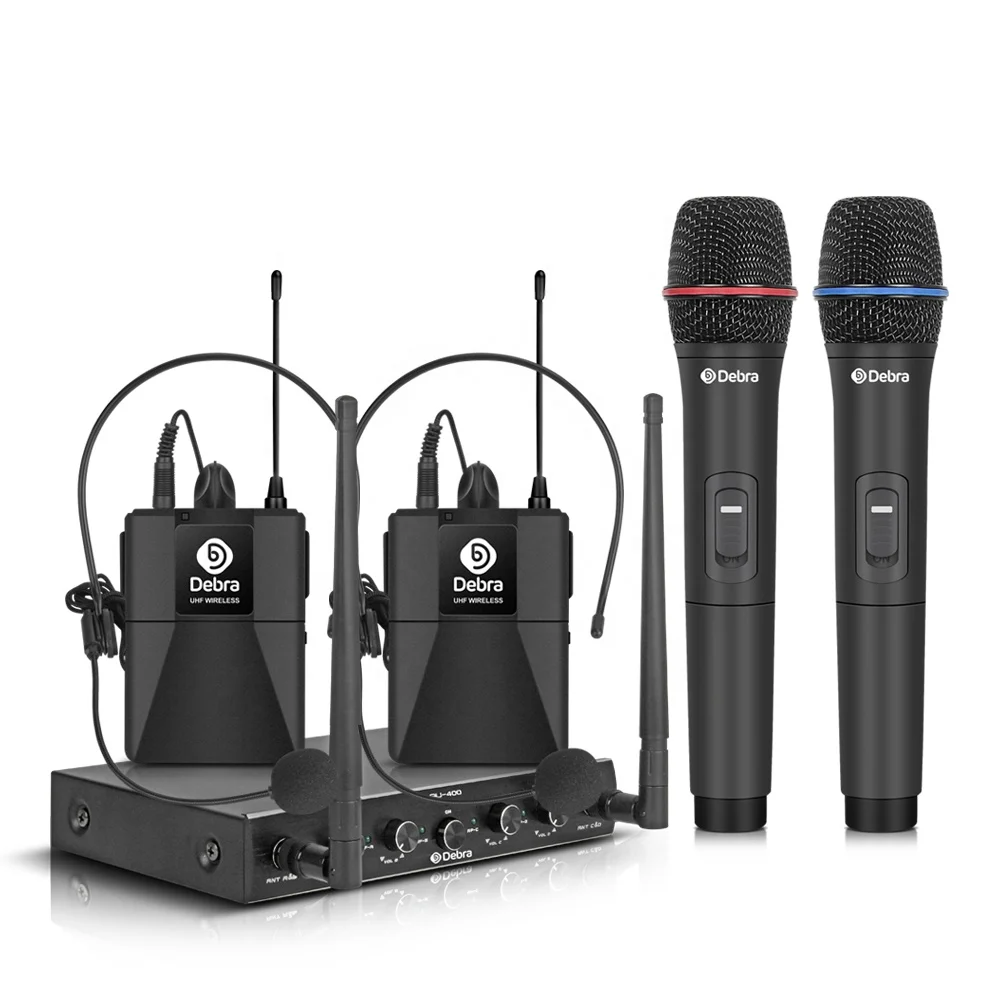 

Debra Audio AU400 UHF Pro 4channel handheld bodypack Lavalier & Headset wireless microphone system
