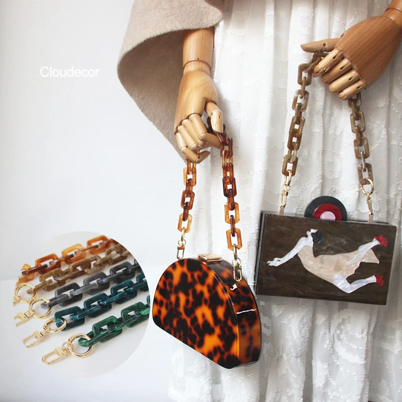 

Rectangle Chunky Acrylic Chain For Bag Gray Brown Blue Resin Chain Woman Handbag Accessory Clutch Shoulder Purse Strap Chain
