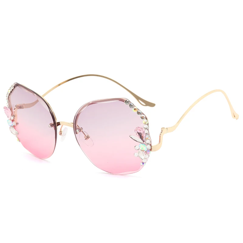 

New Fox head fashion sunglasses metal frameless trimming sunglasses for women cross border versatile Sunglasses