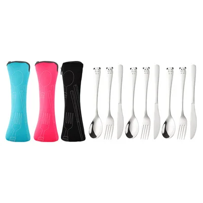 

Korean Style Cute Childlike High-quality Stainless Steel Cutlery Set For Children Without Hurting Hands Flatware Set, 2 color