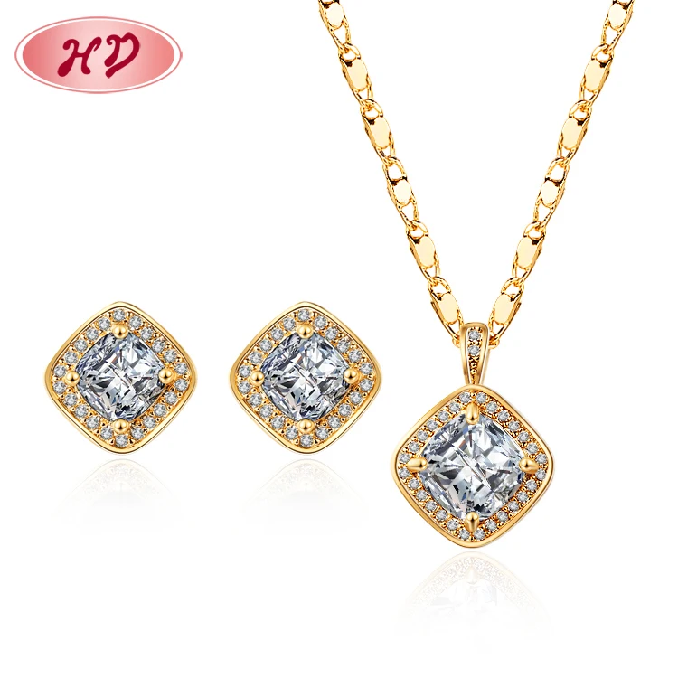 

Sell Fast Jewelry Classic Square CZ Women Fashion Jewelry Sets 18k AAA Cubic Zirconia Stud Earrings Set for Wedding Party