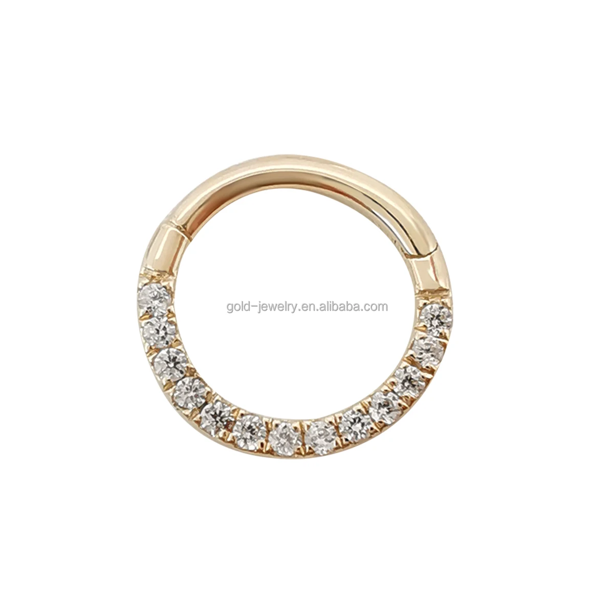 

Body Jewelry AU585 14k Real Yellow Gold Zircon Stone Hoop Nose Rings Lower Price Fine Jewelry Wholesale Good Quality