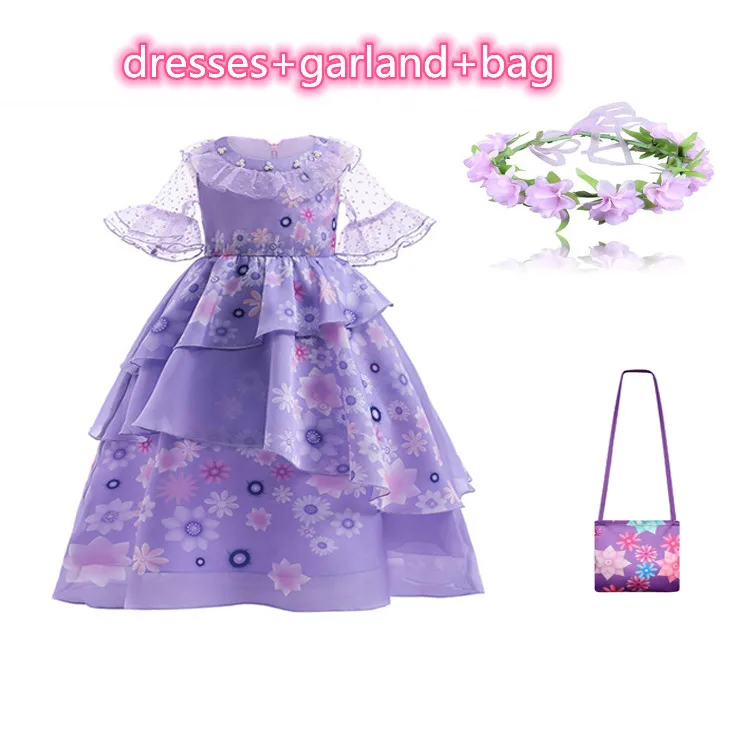

Anime Isabella Encanto Purple Dress Girls Princess Children Fancy Dress Carnival Cosplay encanto costume kids clothing, Picture