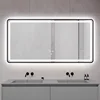 LED rectangle backlit bathroom custom metal mirror frame wall