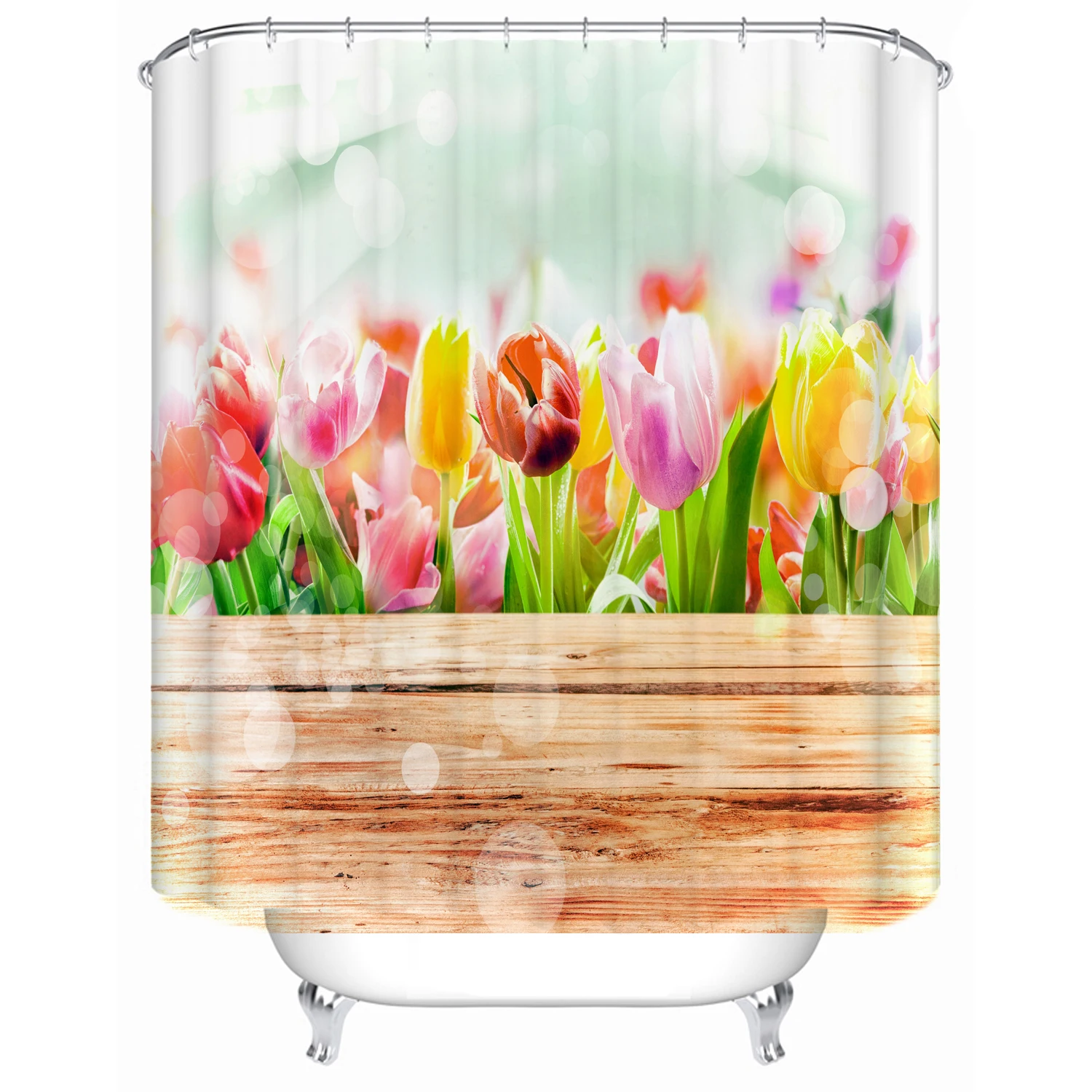 

180x180cm bathroom partition bathtub waterproof shower curtain color tulip can be customized printing shower curtain bathtub, Picture