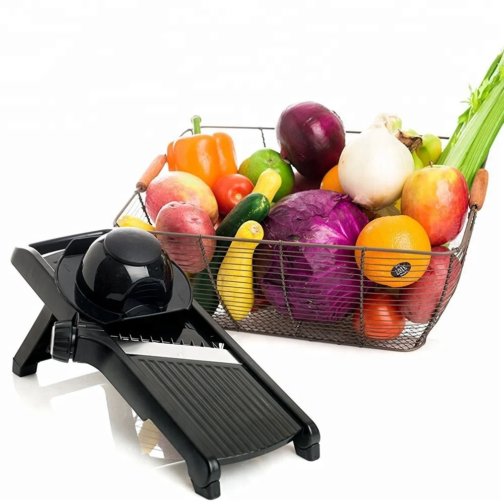 

Multifunctional Mandoline Slicer Vegetable Cutter With Stainless Steel Blade Manual Potato Peeler Carrot Grater, Black