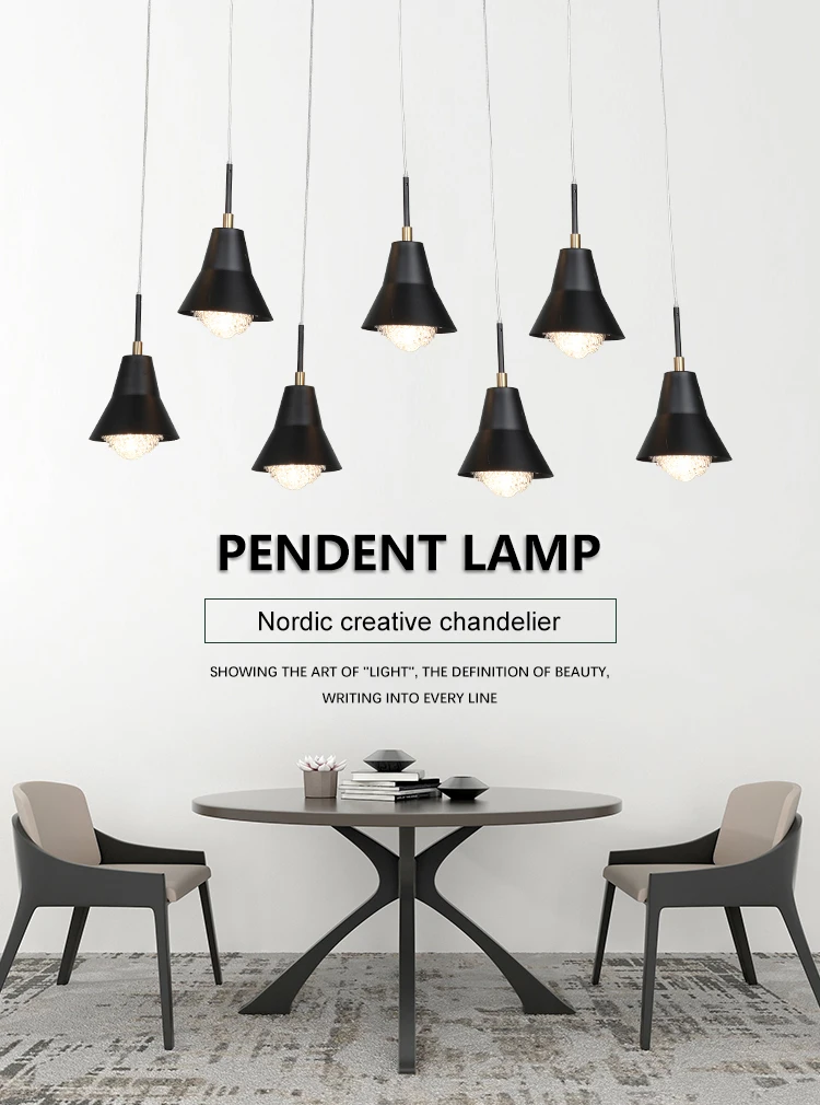 High Quality Modern Hanging Decoration Iron Black Copper Chandelier Pendant Light