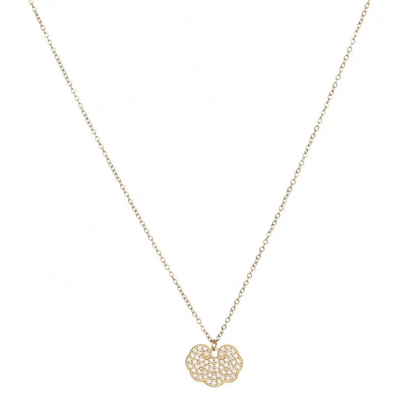

Hot Sale Latest Design Women's Jewelry Gold Plated Stainless Steel Zircon Pendant Necklace, Gold color