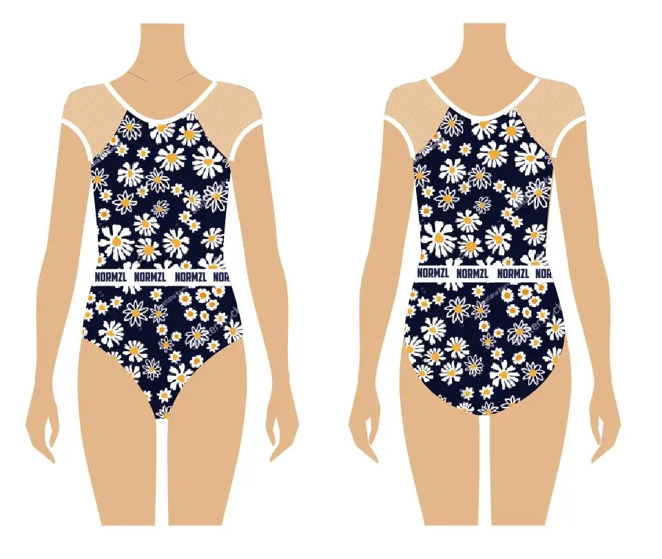 

sleeveless printed soft compression training dancewear gymnastic leotard for girl