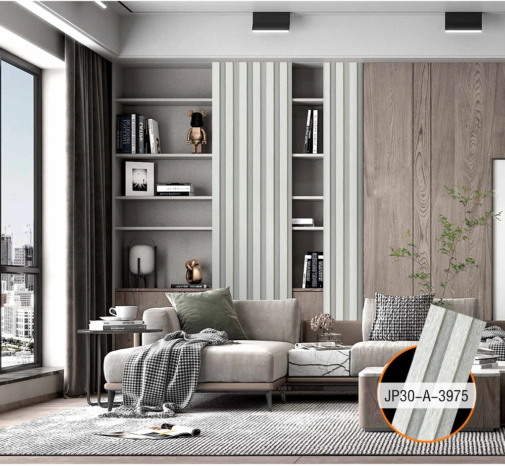 

2022 Hot Sale Easy Install Charcoal Louver Waterproof Insulated Interior Wall Panel 3D Cheap Interior Wallpaper