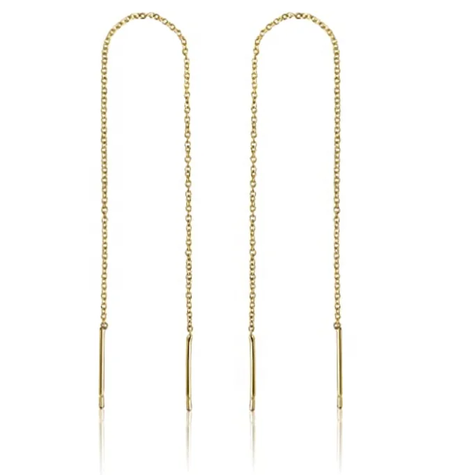 

UNIQ 14K Gold Plated Dangle Threader Chain Earrings for Women Long Drop Earrings for Girl