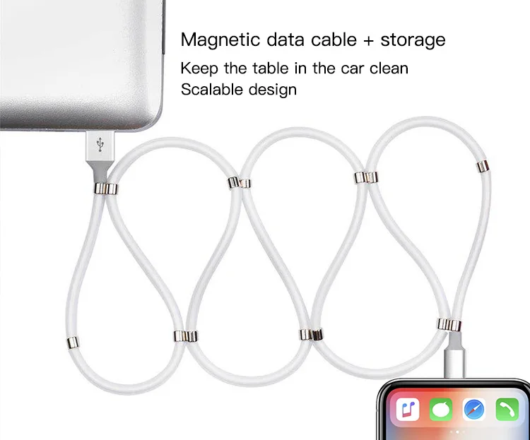 2020 Newest 12Pcs Magnets Usb Charging Cable 1M Supercalla Organizing Easy Coil Magnetic Self Winding Cable - ANKUX.COM