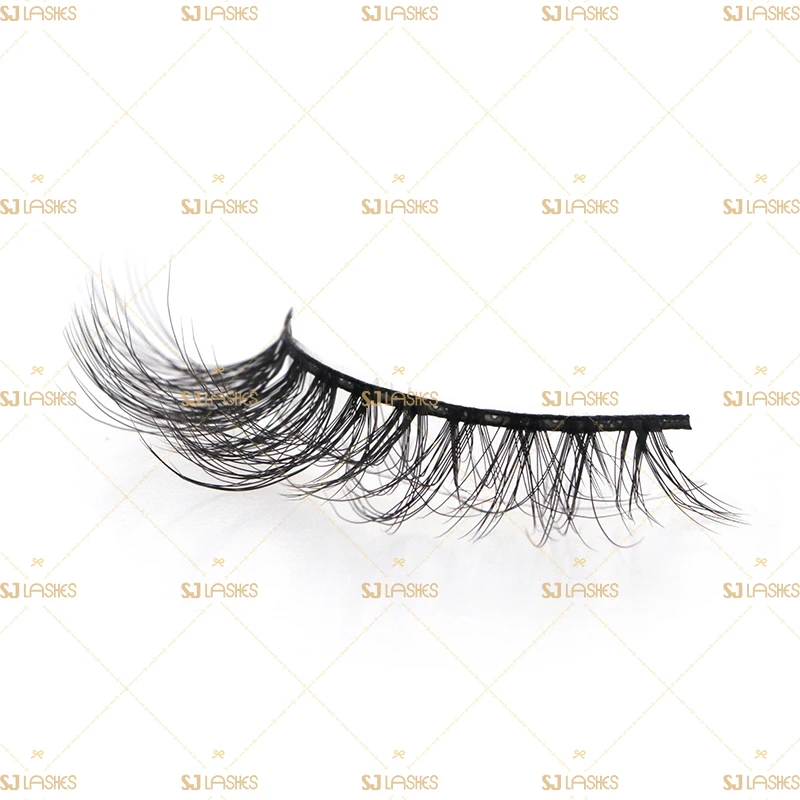 SJ Lashes Handmade Full Volume 3D Mink False Eyelashes Super Curly Fluffy Lashes Wholesale