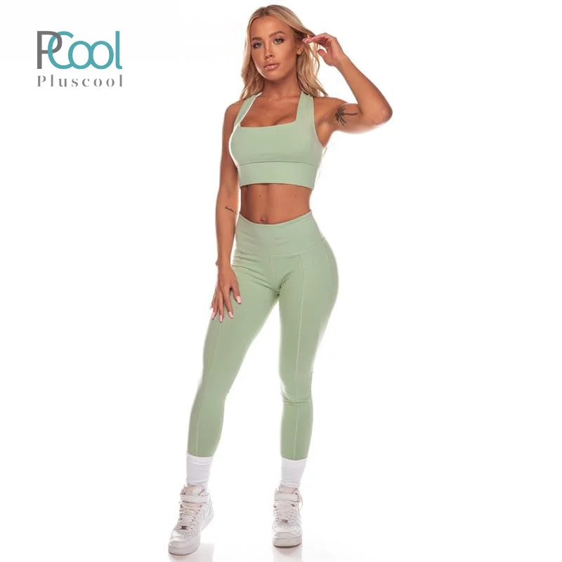 

hot-selling high impact two piece sports bra fitness leggings for women