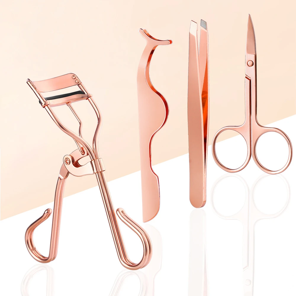 

Fashion hot selling a four-piece mink eyelash tools sets makeup tools kit for girls portable eyelid makeup tools set, Multi colors