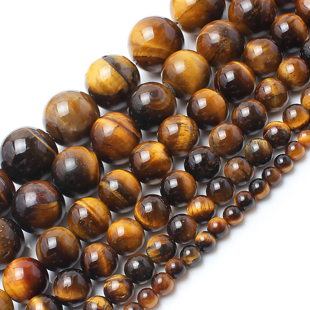 

Natural Grade 4/6/8/10/12mm Round Yellow Tiger Eye Stone Beads for Jewelry DIY Making