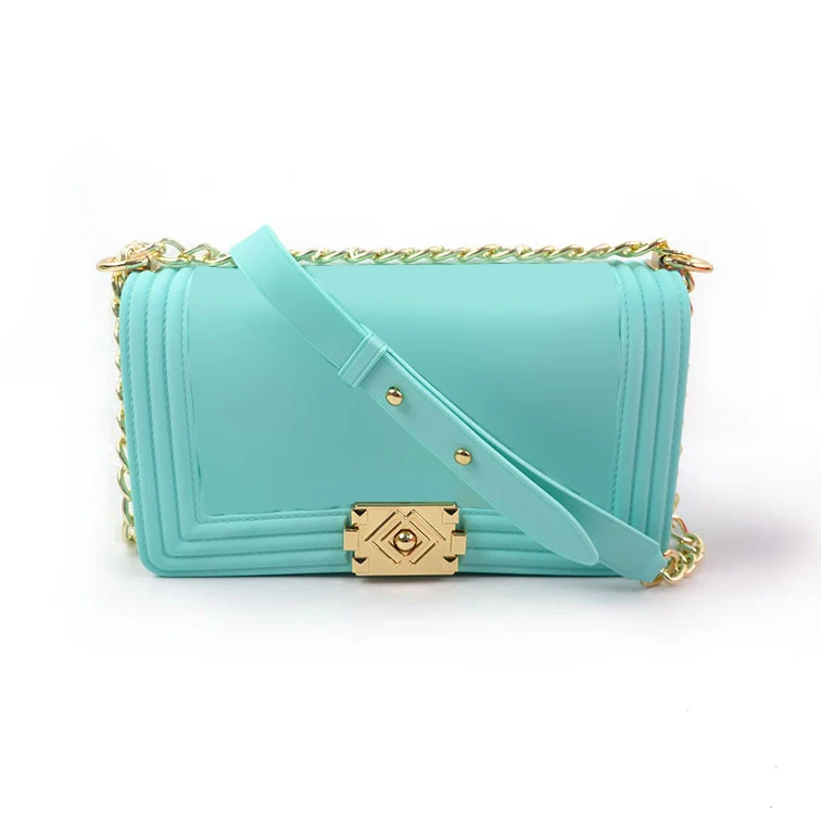 

2021 New arrival fashion color matching candy jelly backpack chain messenger bag PVC backpacks