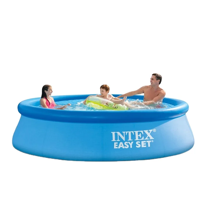 

INTEX 28120 Durability Round Pool Swimming Outdoor Easy Set Inflatable Above Ground Big Swim Pool Backyard Family Swimming Pool, Blue