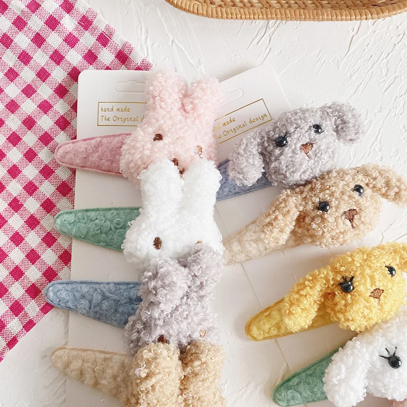 

Hair Pins for girl Rabbit children's hair clips plush animal bb clip hair accessories Holiday props, Picture