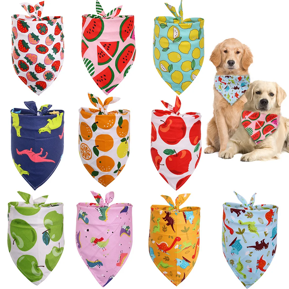 

Fruit Style Cute Wholesale Washable Cotton Adjustable Custom Print Small Cat Dog Scarf Bandanas Pet