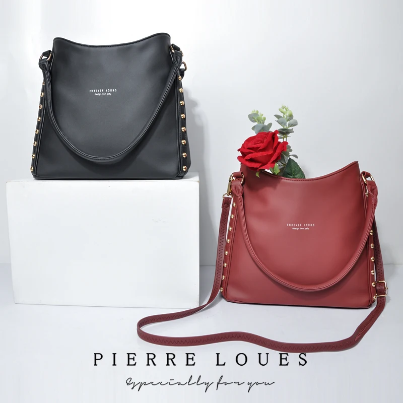 

Pierre Loues Women's Luxury Gold Stone Lace Handbag Solid Color Portable Square Satchel