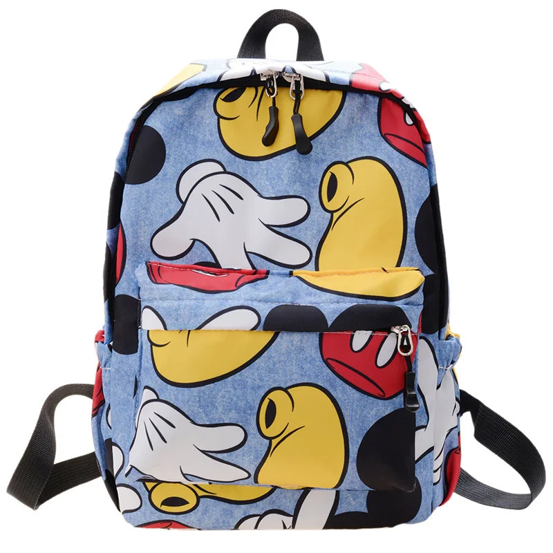 

New cartoon printed Mickey Mouse Girl Boy schoolbag, Blue pink grey