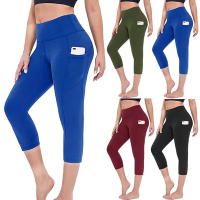 

High Waist Plus Size Yoga Pants Seamless Gym Womens Fitness Yoga Pants Leggings With Pocket, Customized color