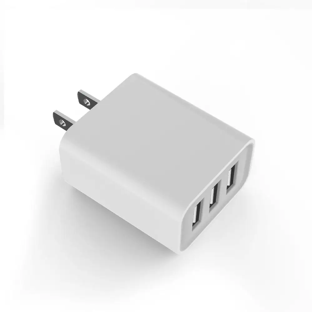 

3 USB Ports wall charger us importer phone travel charger, White/customized