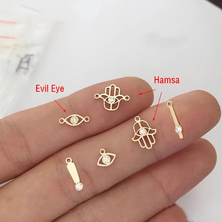 

Fashion 14K Gold Filled Evil Eye Pendant for Jewelry Bracelet Making Charm