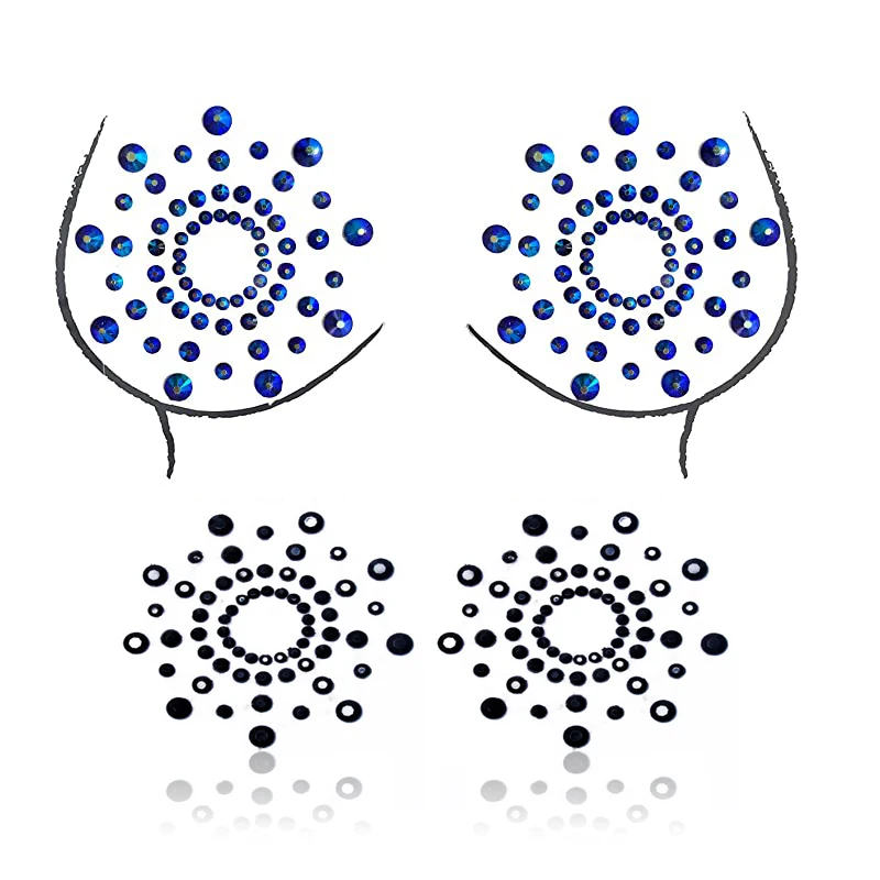 Womens Sexy Acrylic Nipple Cover Crystals Gem Stone Glitter Breast