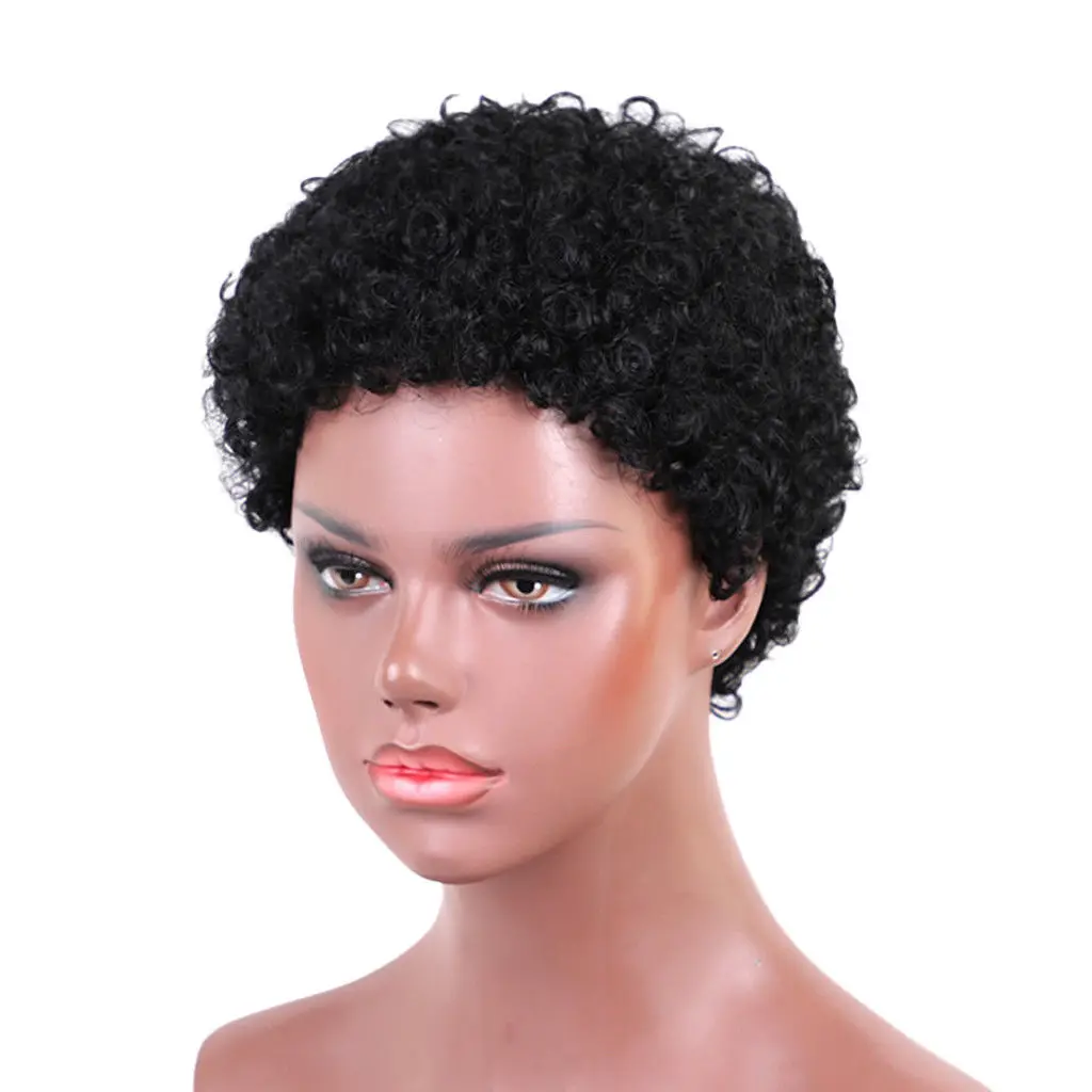 Free Shipping Mscove Short Afro Wig Indian Kinky Curly Virgin Hair 100% ...