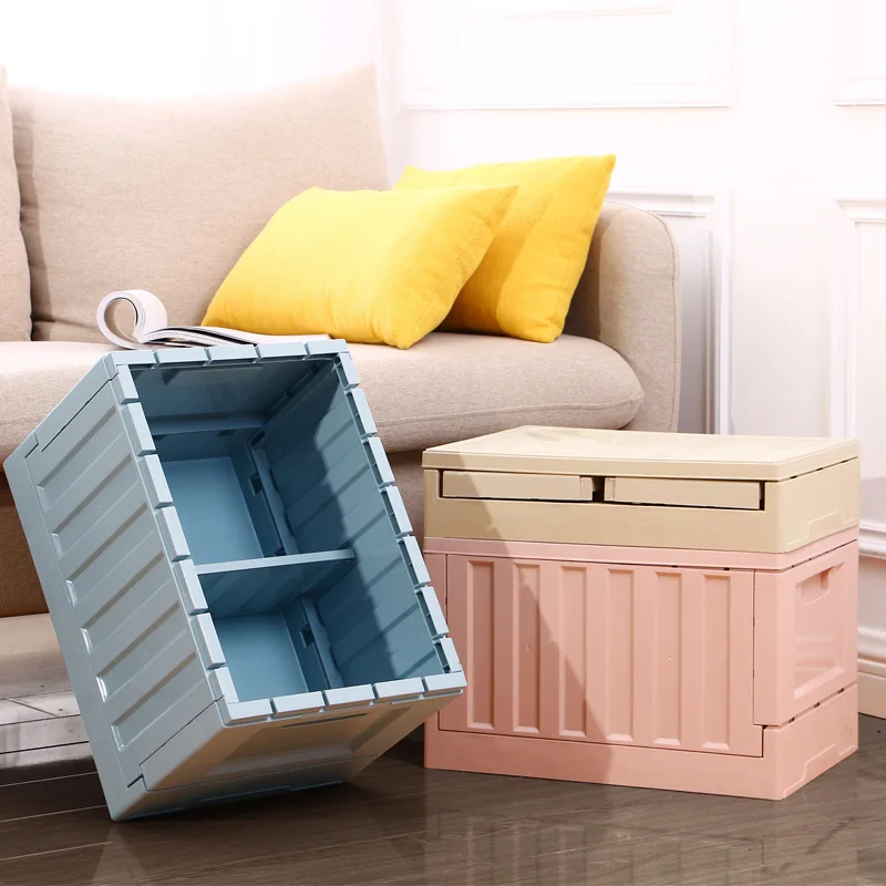 

New Plastic Folding And Detachable Storage Box Small Size Clothing Container Various Colors, Pink blue yellow