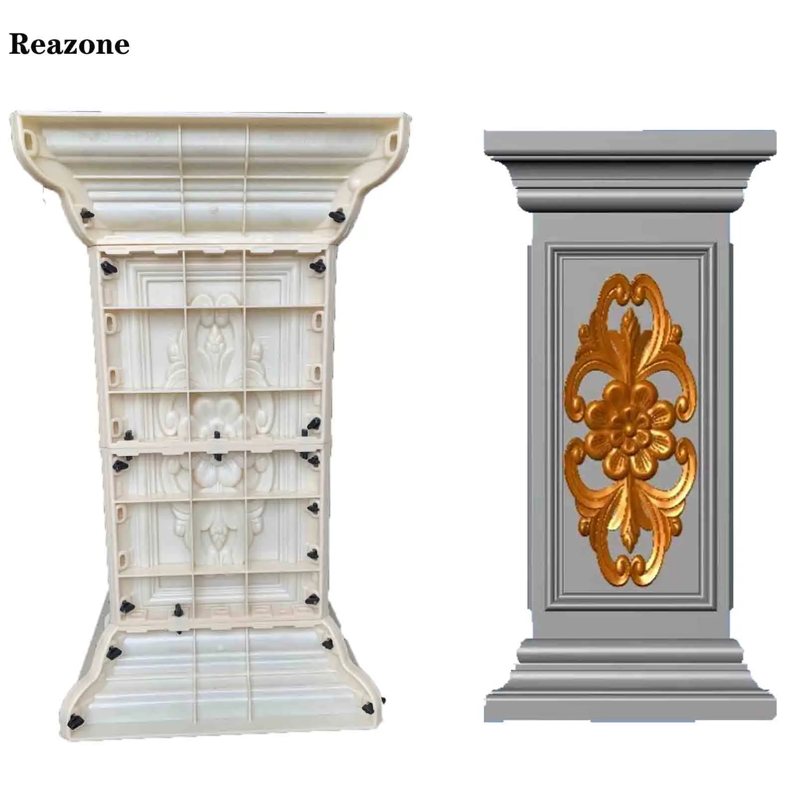 30 Cm Width Concrete Stand Pedestal Molds With Decoration Flower