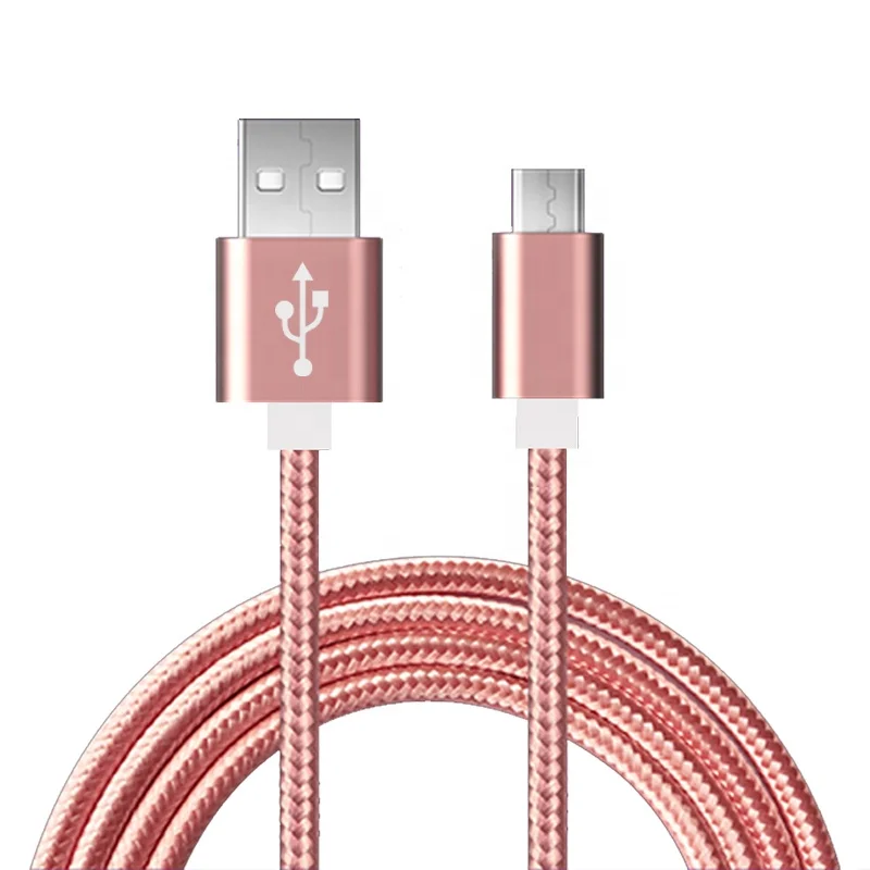 

cantell factory wholesale Android usb Cable Nylon braided usb fast charging cable micro usb cable 1m, Black/silver/gold