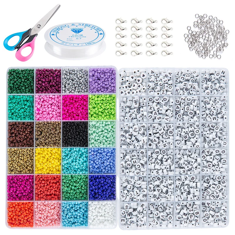 

Factory Direct Sale Latest Popular Glass Seed Beads And Acrylic Letter Beads For Kid's DIY And Fashion Jewellry Making