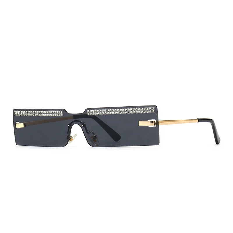 

Street Beat Frameless Narrow Plastic Sunglasses One Piece Lens Frameless Metal Frame 2022 Diamond Rectangle Sunglasses, Mix color or custom colors