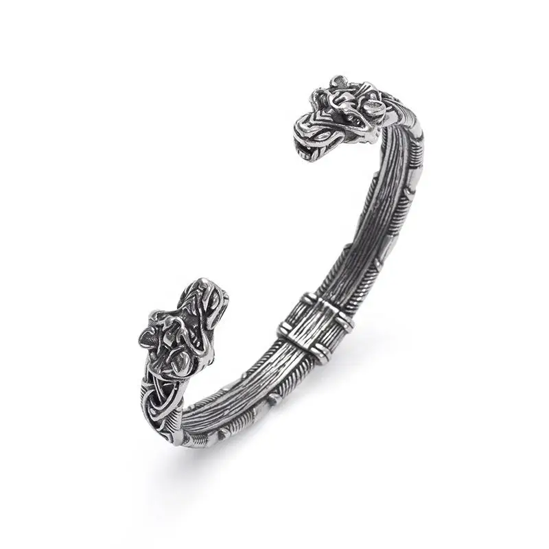 Carline Trendy New Nordic Viking Wolf Head Bracelet Vintage Bangle Men Jewelry Wholesale