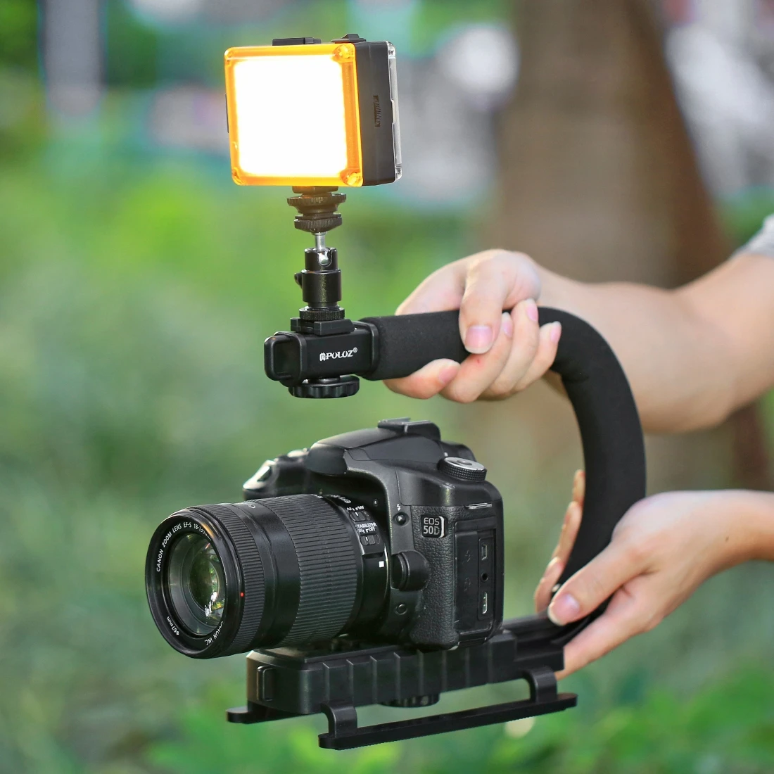 

Factory Price Puluz Camera Stabilizer Gimbal With LED Studio Light Kit Phone Camera Stabilizer For Car, Balck