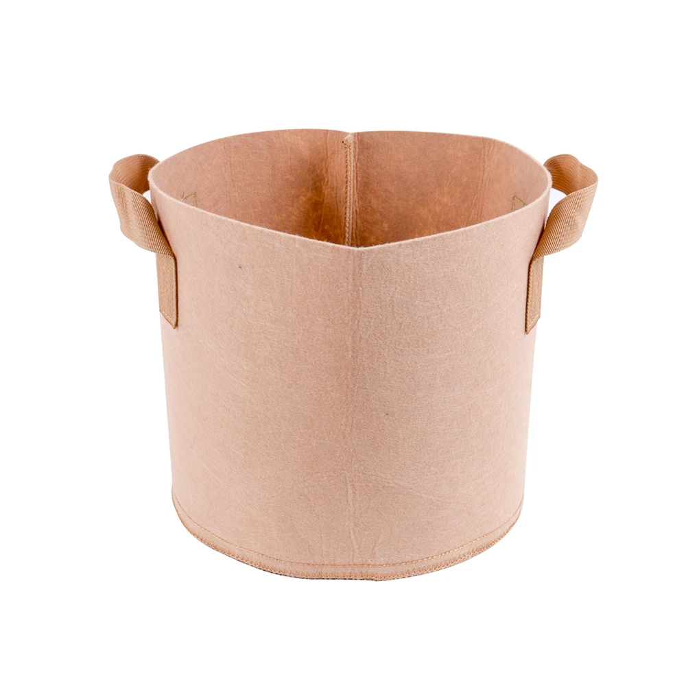 

Hydroponic 10 Gallon Tan Color Round Fabric Grow Bags with Handles